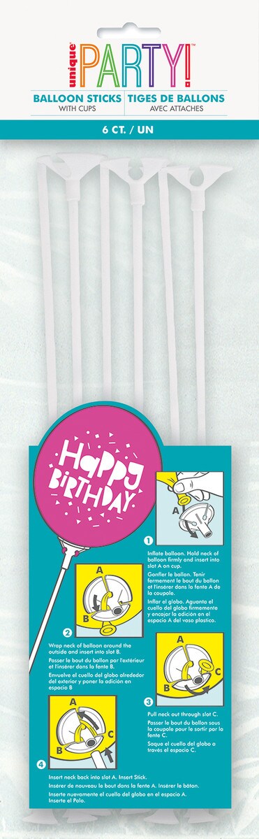 BALLOON STICKS & CUPS 6 pk - Whip It Up Cake Supplies