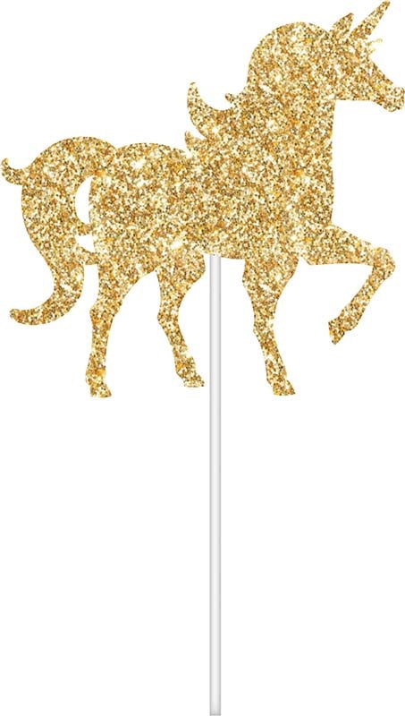 UNICORN GOLD GLITTER CARDBOARD CAKE TOPPER - Whip It Up Cake Supplies