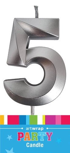 #5 SILVER CANDLE - Whip It Up Cake Supplies