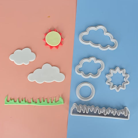 CLOUD CUTTERS WITH SUN AND GRASS 5pc - Whip It Up Cake Supplies