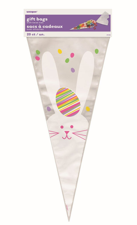 BUNNY CONE CELLOPHANE BAGS 20 pk - Whip It Up Cake Supplies