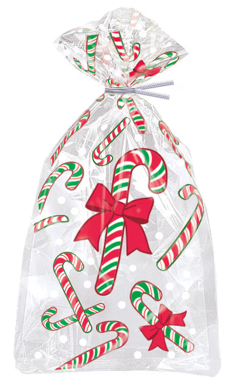 CANDY CANE CHRISTMAS CELLOPHANE BAGS 20 pk - Whip It Up Cake Supplies