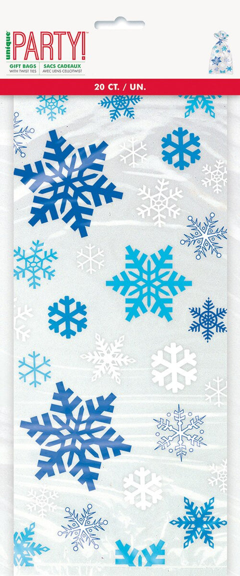 SNOWFLAKES CHRISTMAS CELLOPHANE BAGS 20 pk - Whip It Up Cake Supplies