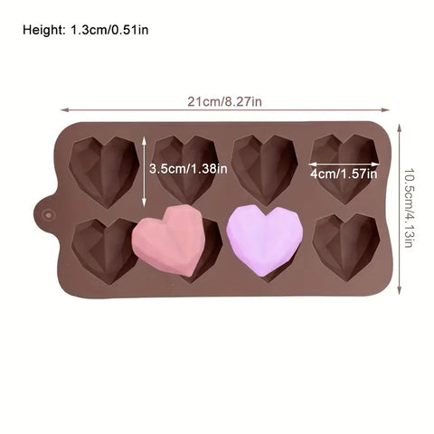 MINI 3D GEO HEART SILICONE MOULD 4cm x 4cm