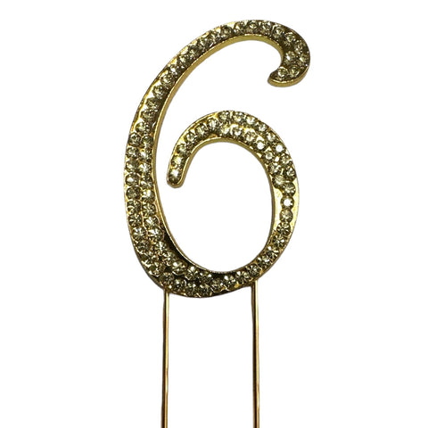 GOLD #6 DIAMANTE CAKE PIN - Whip It Up Cake Supplies