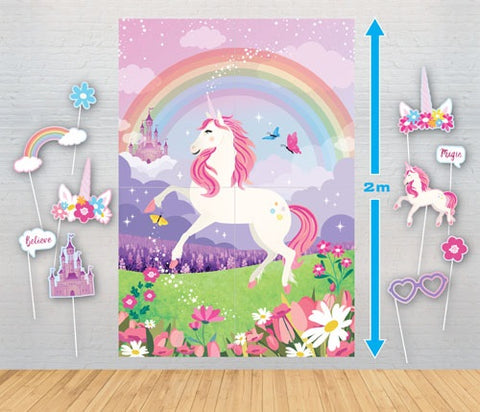 UNICORN GIANT POSTER BACKDROP WITH PHOTO PROPS - Whip It Up Cake Supplies
