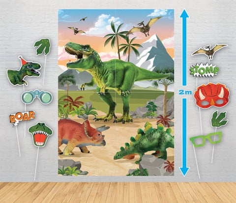 DINOSAUR GIANT POSTER BACKDROP WITH PHOTO PROPS - Whip It Up Cake Supplies