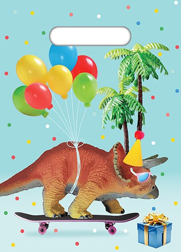DINOSAUR PLASTIC LOOT BAGS 8pk - Whip It Up Cake Supplies