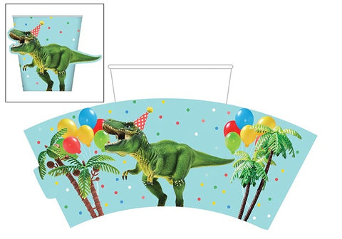 DINOSAUR CUP SLEEVE 8 pk - Whip It Up Cake Supplies