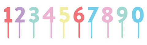 NUMBERS CAKE TOPPERS 19pk BRIGHTS - Whip It Up Cake Supplies