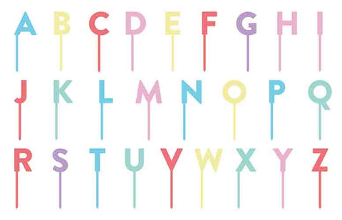 LETTER CAKE TOPPERS 55pk BRIGHTS - Whip It Up Cake Supplies