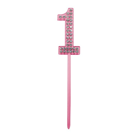 #1 PINK ACRYLIC DIAMANTE CAKE TOPPER - Whip It Up Cake Supplies