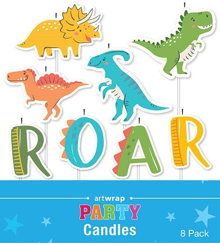 DINOSAUR ROAR CANDLE SET x 8pk - Whip It Up Cake Supplies