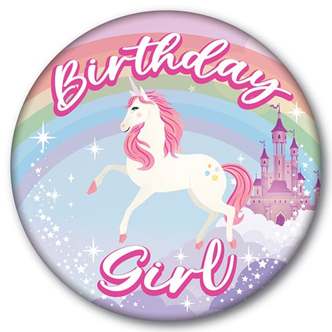 UNICORN BIRTHDAY GIRL BADGE - Whip It Up Cake Supplies