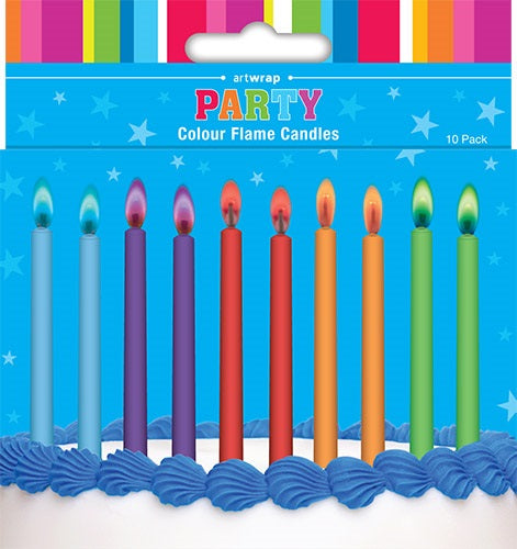 COLOUR FLAME CANDLES 10pk - Whip It Up Cake Supplies