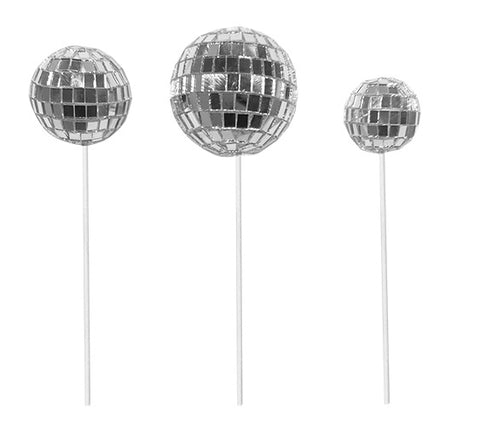 ASSORTED MIRROR BALL CAKE TOPPERS x 6 - Whip It Up Cake Supplies