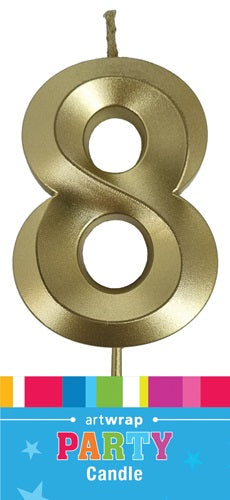 #8 GOLD CANDLE - Whip It Up Cake Supplies