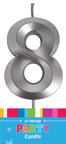 #8 SILVER CANDLE - Whip It Up Cake Supplies