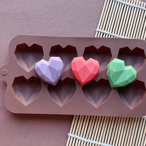 MINI 3D GEO HEART SILICONE MOULD 4cm x 4cm