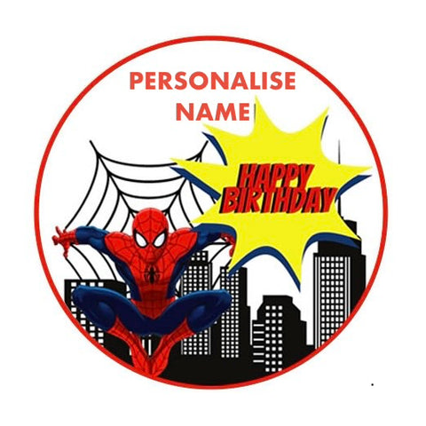 SPIDER-MAN BUILDING  7” ROUND EDIBLE IMAGE - Whip It Up Cake Supplies