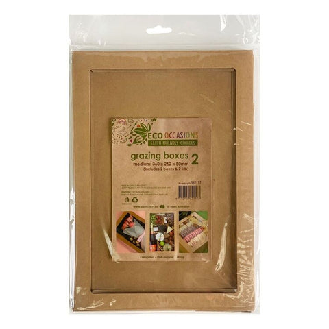 ALPEN MEDIUM NATURAL RECTANGLE GRAZING / CATERING TRY WITH LID X 2 pack - Whip It Up Cake Supplies