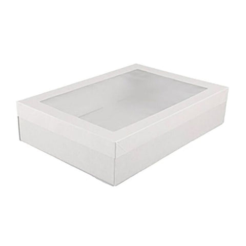ALPEN MEDIUM WHITE RECTANGLE GRAZING / CATERING TRY WITH LID X 2 pack - Whip It Up Cake Supplies
