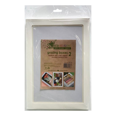 ALPEN MEDIUM WHITE RECTANGLE GRAZING / CATERING TRY WITH LID X 2 pack - Whip It Up Cake Supplies