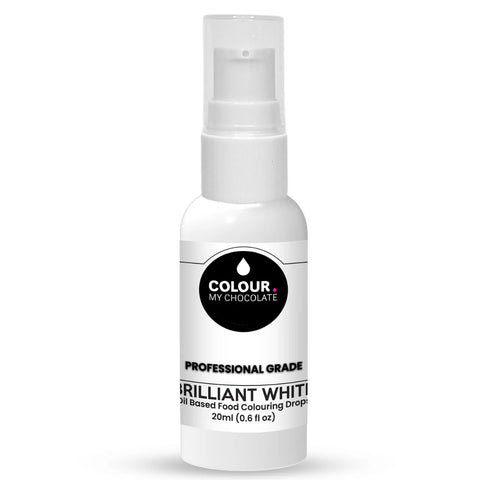 BRILLIANT WHITE OIL BASED FOOD COLOURING DROPS 20ml - Whip It Up Cake Supplies
