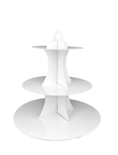 WHITE 3 TIER CUPCAKE STAND
