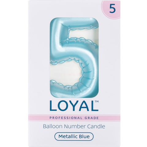 BALLOON CANDLE #5 BLUE METALLIC - Whip It Up Cake Supplies