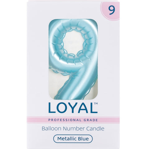 BALLOON CANDLE #9 BLUE METALLIC - Whip It Up Cake Supplies