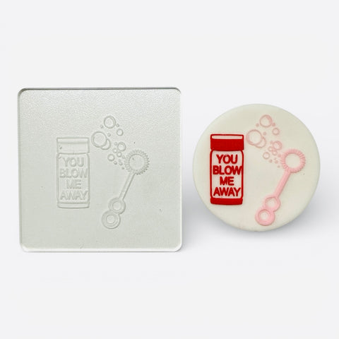 YOU BLOW ME AWAY VALENTINES RAISE IT UP COOKIE STAMP - Whip It Up Cake Supplies