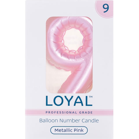 BALLOON CANDLE #9 PINK METALLIC - Whip It Up Cake Supplies
