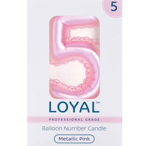 BALLOON CANDLE #5 PINK METALLIC - Whip It Up Cake Supplies