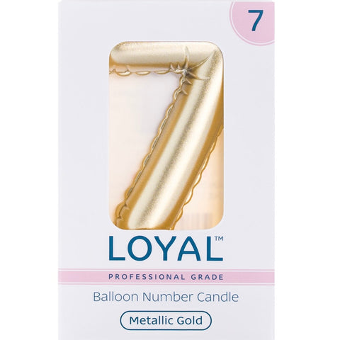 BALLOON CANDLE #7 GOLD METALLIC - Whip It Up Cake Supplies