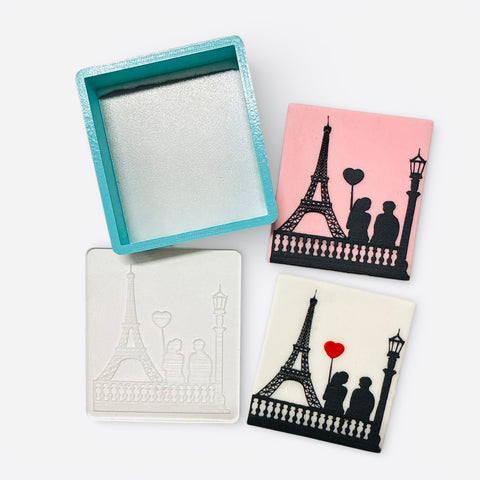 PARIS BENCH VALENTINES RAISE IT UP STAMP AND CUTTER SET - Whip It Up Cake Supplies