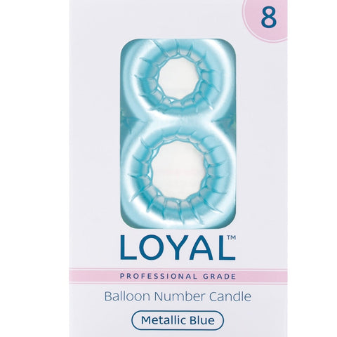 BALLOON CANDLE #8 BLUE METALLIC - Whip It Up Cake Supplies