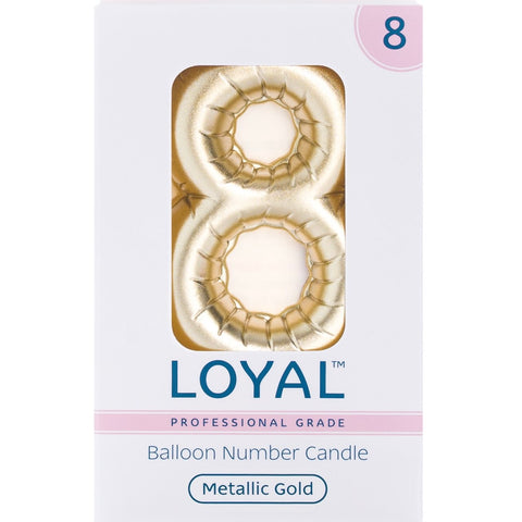 BALLOON CANDLE #8 GOLD METALLIC - Whip It Up Cake Supplies