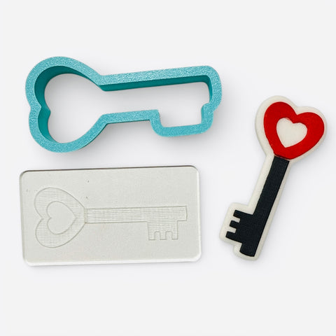 KEY HEART VALENTINES RAISE IT UP STAMP AND CUTTER SET - Whip It Up Cake Supplies