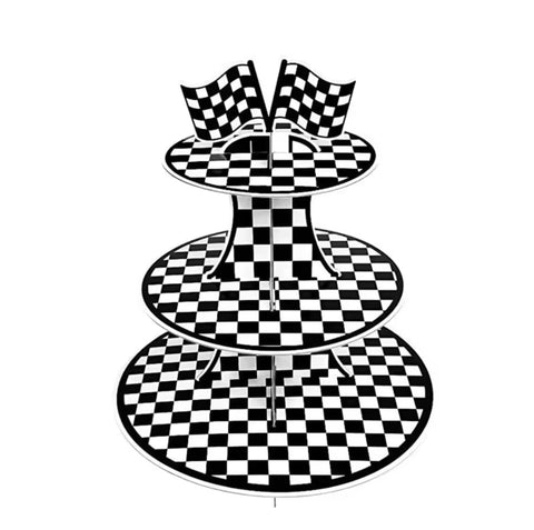 CHECKERED RACING CUPCAKE 3 TIER STAND - Whip It Up Cake Supplies