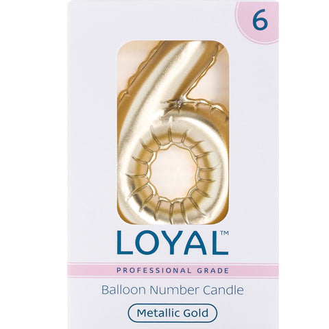 BALLOON CANDLE #6 GOLD METALLIC - Whip It Up Cake Supplies