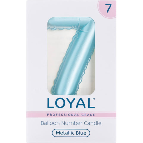 BALLOON CANDLE #7 BLUE METALLIC - Whip It Up Cake Supplies