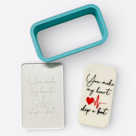 YOU MAKE MY HEART SKIP A BEAT RAISE IT UP COOKIE STAMP & CUTTER SET - Whip It Up Cake Supplies