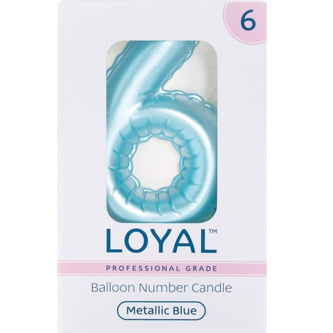 BALLOON CANDLE #6 BLUE METALLIC - Whip It Up Cake Supplies