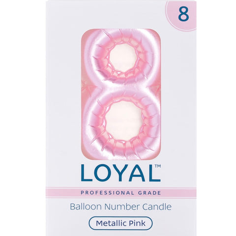 BALLOON CANDLE #8 PINK METALLIC - Whip It Up Cake Supplies