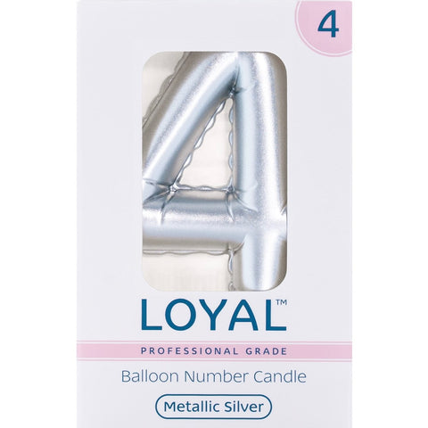BALLOON CANDLE #4 SILVER METALLIC - Whip It Up Cake Supplies