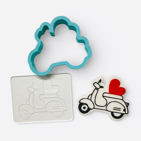 VESPA HEART VALENTINES RAISE IT UP STAMP AND CUTTER SET - Whip It Up Cake Supplies