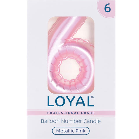 BALLOON CANDLE #6 PINK METALLIC - Whip It Up Cake Supplies