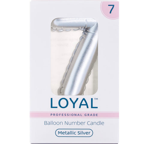 BALLOON CANDLE #7 SILVER METALLIC - Whip It Up Cake Supplies