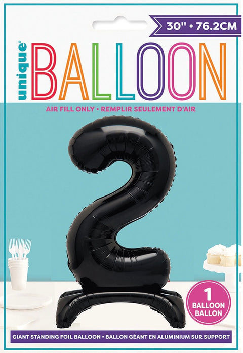 #2 GIANT 76cm BLACK AIR FILLED STANDING BALLOON - Whip It Up Cake Supplies